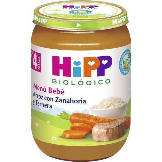 Hipp Tarrito de Arroz con Zanahoria y Ternera Bio +4 M 190 g
