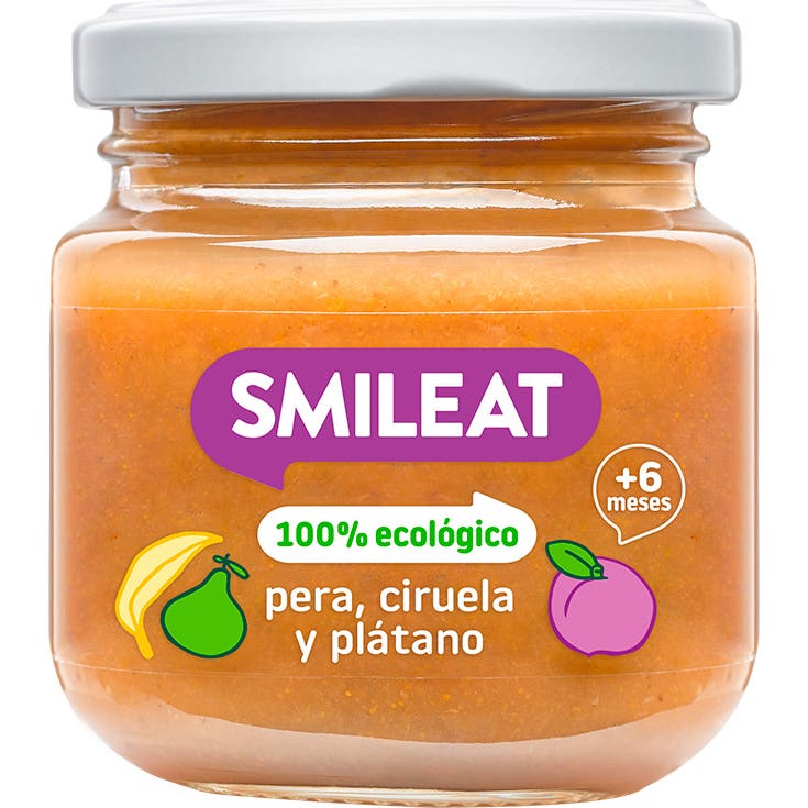 Smileat Tarrito Ecológico de Pera Ciruela y Plátano 130g