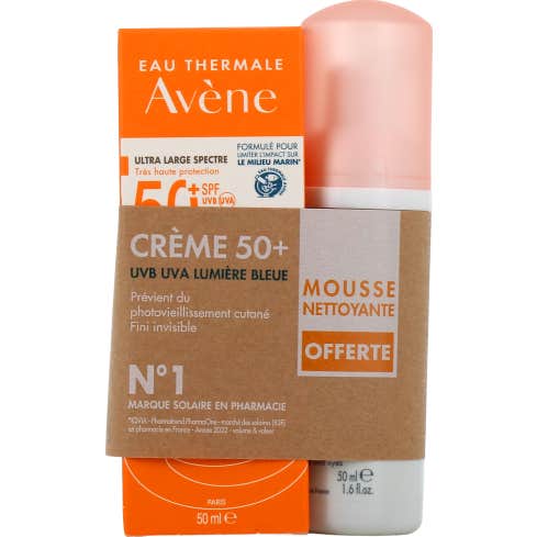 Avène Pack Crème Solaire SPF50+ 50ml + Mousse Nettoyante 50ml