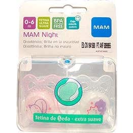 MAM Night chupete silicona con caja esterilizadora 0-6 M 2 uds