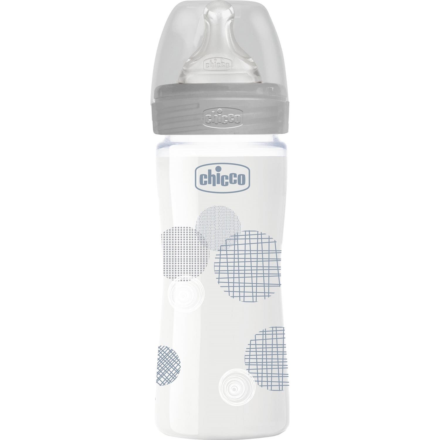 Chicco Biberón Well Being Gris Silicona Flujo Lento 0M+ 250ml