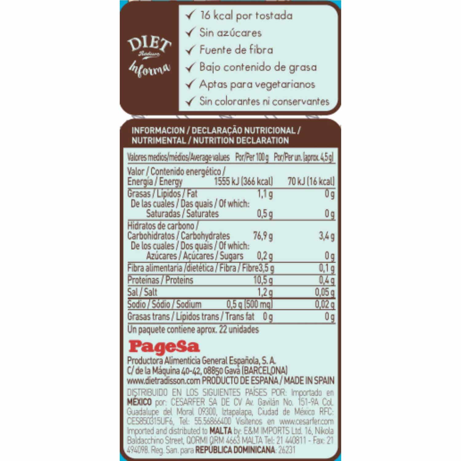 Diet-Radisson Tostadas Ligeras 100 g | Natural Doctor