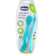 Chicco Cuchara Infantil Silicona Easy Training Azul +6 M 2 U