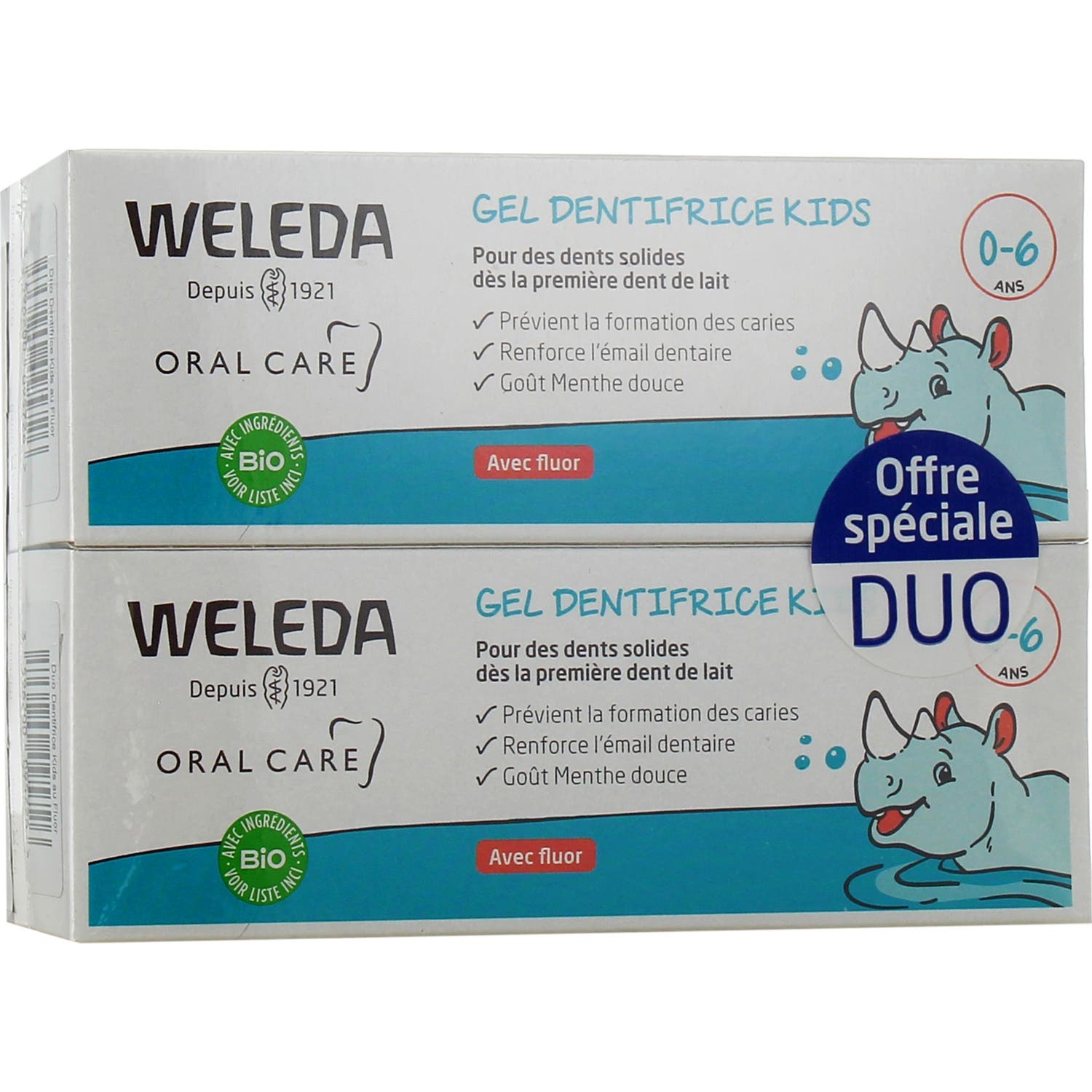 Weleda Gel Dentífrico Kids 0-6 Años con Flúor 2x50 ml