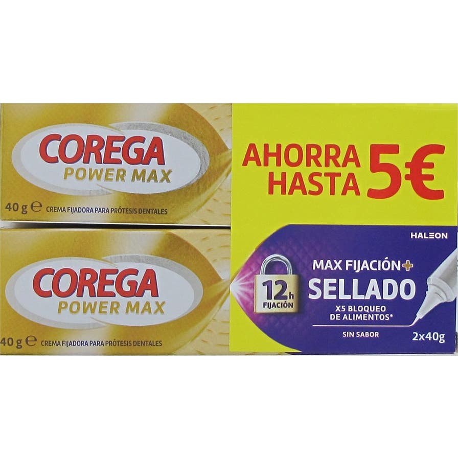 Corega Max Fijación + Sellado Adhesivo Prótesis Dental 2x40 gr