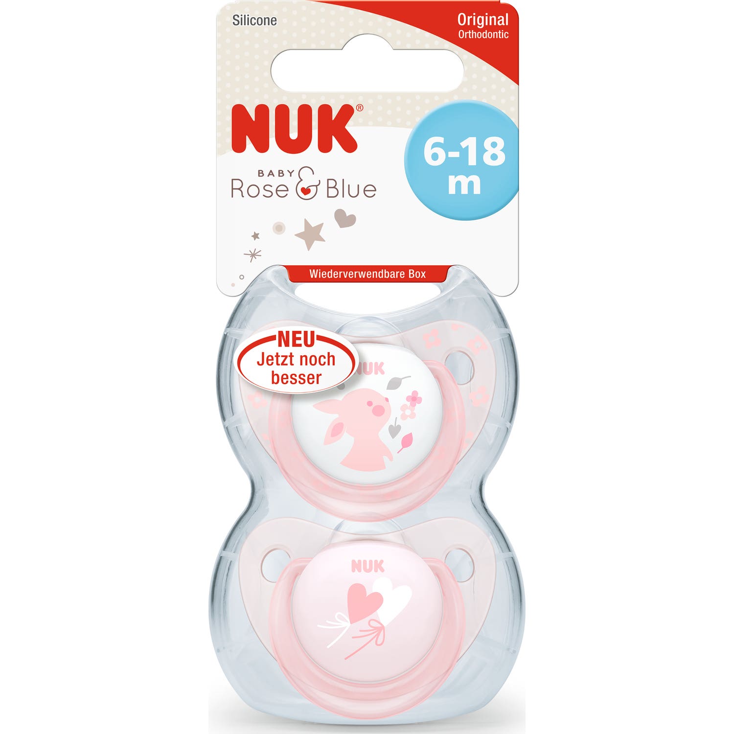Nuk Baby Rose chupete tetina silicona sin anilla 2uds