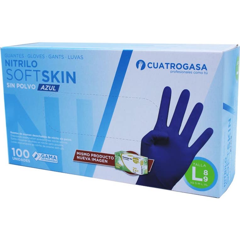 Cuatrogasa guantes Nitrilo Sin Polvo Talla L 100 uds