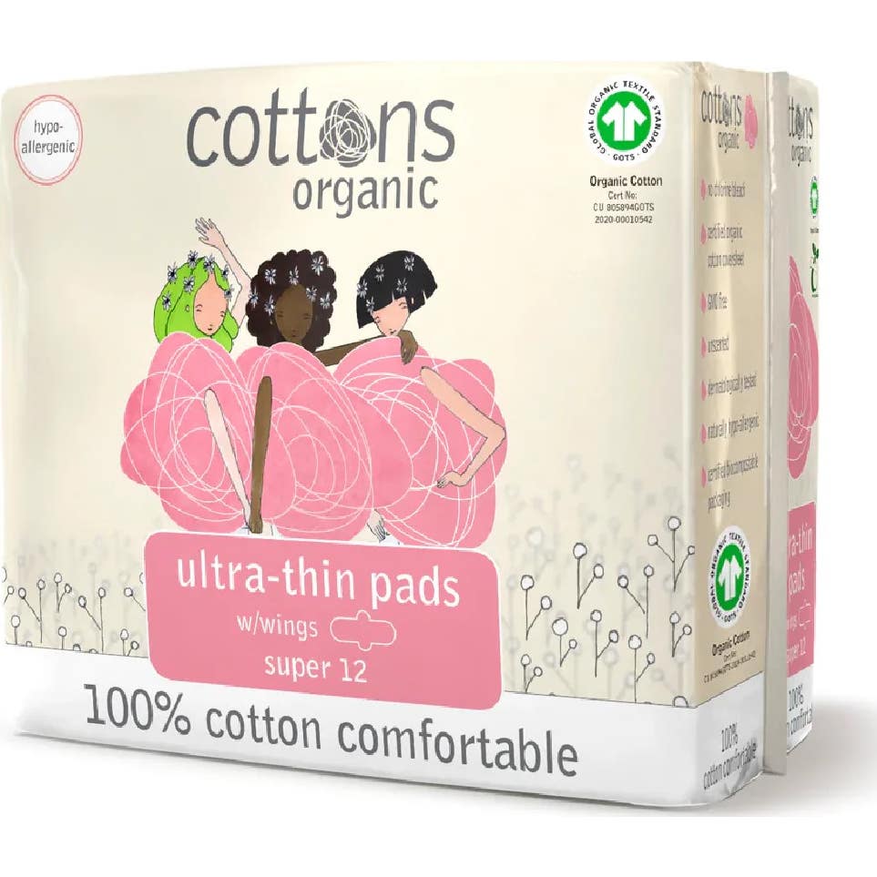 Cottons compresa ultrafina con alas absorción super 12uds