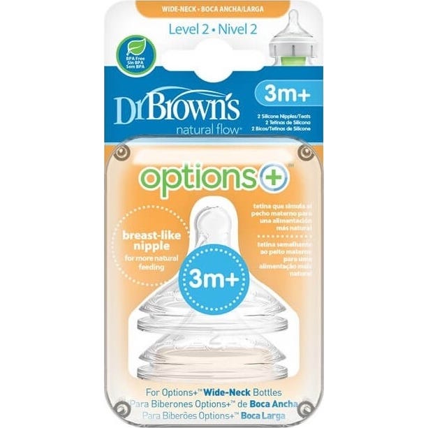 'Dr Brown''S Tetina Silicona Options+ Natural Flow Nivel 2 +3 M 2 uds'