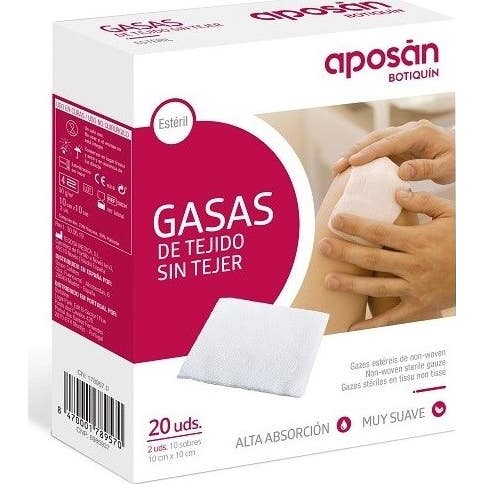 Aposan gasa estéril tejido sin tejer 10cmx10cm 20 gasas (2ud/sobre)