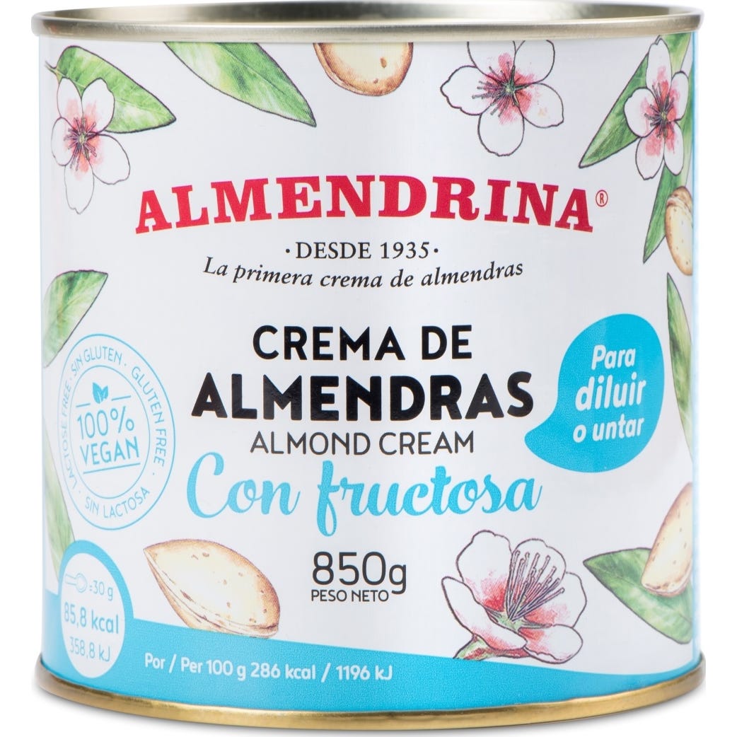Almendrina Crema Almendras Leche sin Azúcar sin Gluten 850g