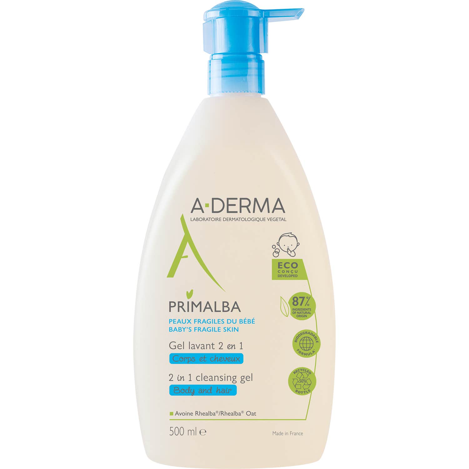 A-Derma Primalba Gel de Baño 2en1 Cuerpo y Cabello 500ml