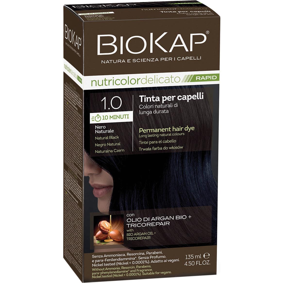 Biokap Nutricolor Tinte de Cabello 1.0 Negro 135 ml