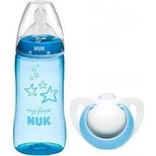 Nuk Pack My First Nuk Biberón + Chupete 0-6 Meses Azul