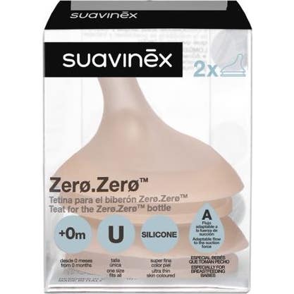 Suavinex Tetina Zero Zero Silicona Anticólicos Flujo Adaptable +0m 2 uds