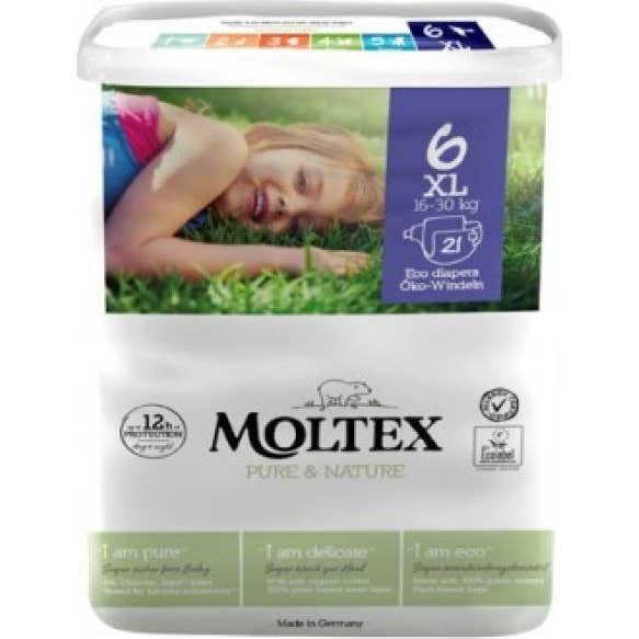 Moltex Pure & Nature Pañal XL Talla 6 16-30Kg 21uds