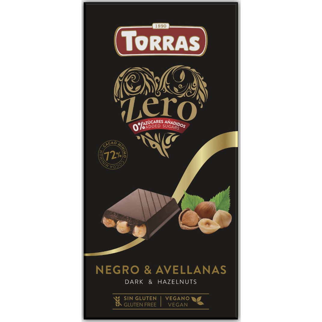Torras Zero Negro 72% Cacao con Avellanas Enteras 150g | Natural Doctor