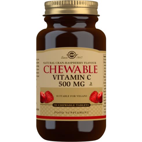 Solgar Vitamina C 500 mg Masticable Sabor Arándano y Frambuesa 90 comp