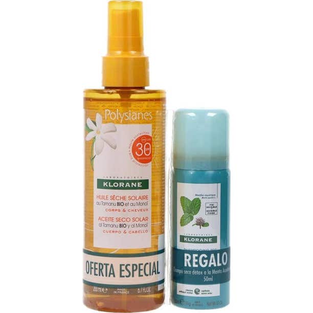 Polysianes Aceite Seco Solar 30+ 200 ml + Champú Seco 50 ml