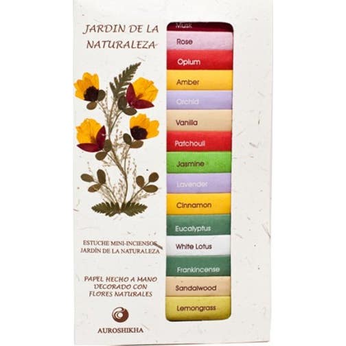 Auroshikha Estuche Mini Inciensos Jardin de la Naturaleza Fragancias Distintas 15 uds