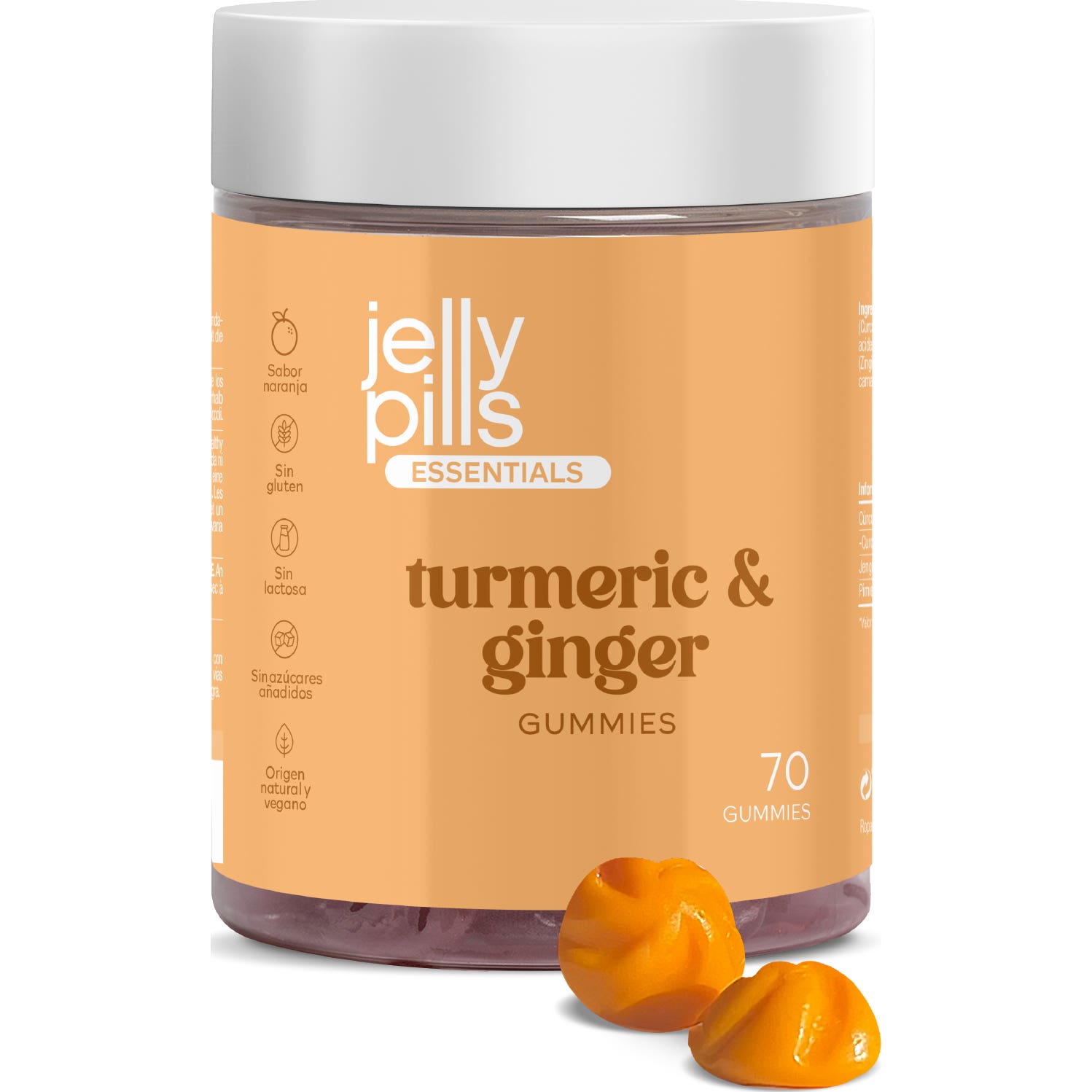 Jelly Pills® Essentials Turmeric & Ginger Gummies 70uds | Natural Doctor