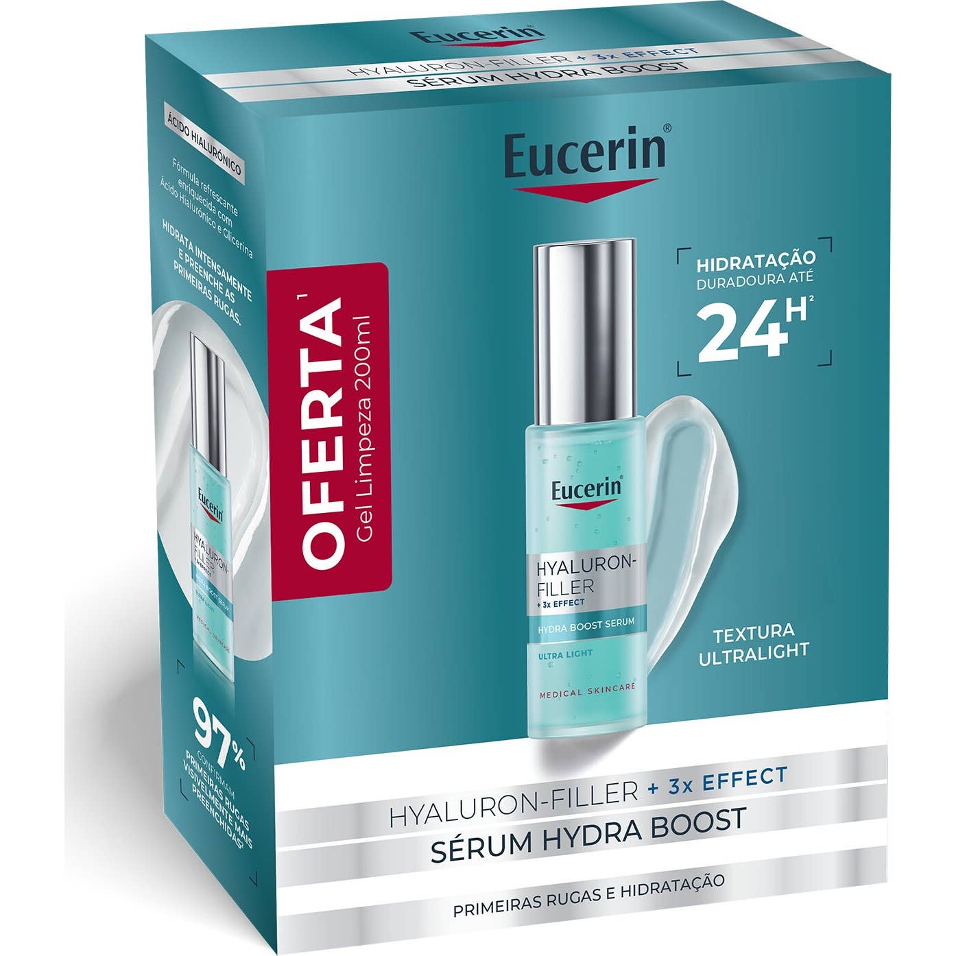 Eucerin Pack Hyaluron-Filler + 3x Effect Hydratation Booster Sérum 30 ml + Dermatoclean Gel Limpiador Facial 200 ml