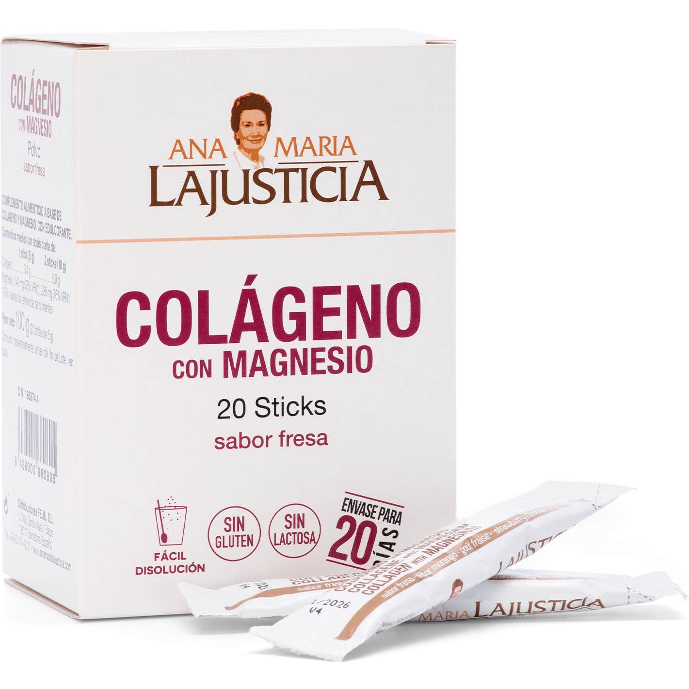 Ana Maria Lajusticia Colágeno con Magnesio Sabor Fresa 20 Sticks