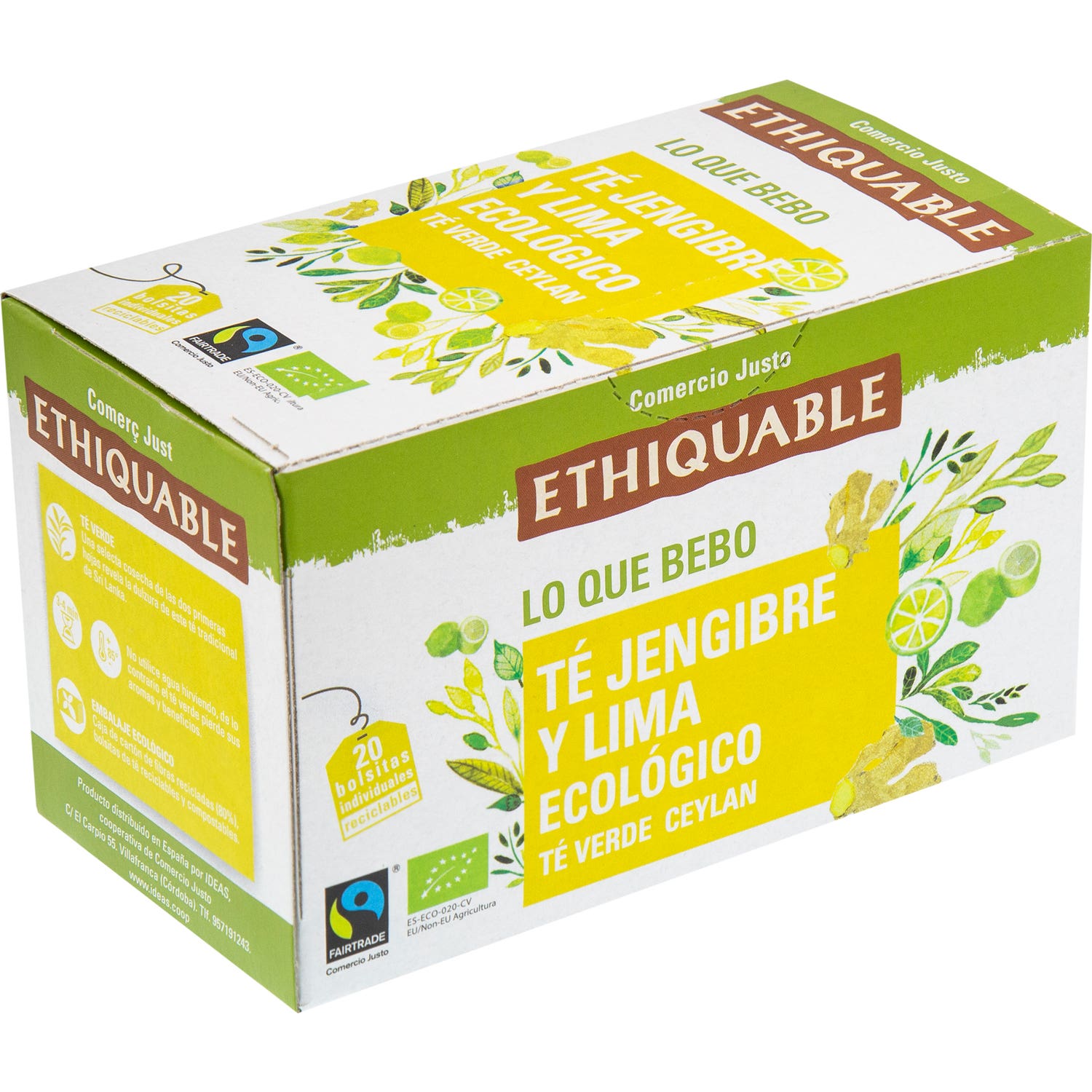 Ethiquable Té Verde Jengibre y Lima Eco 20uds