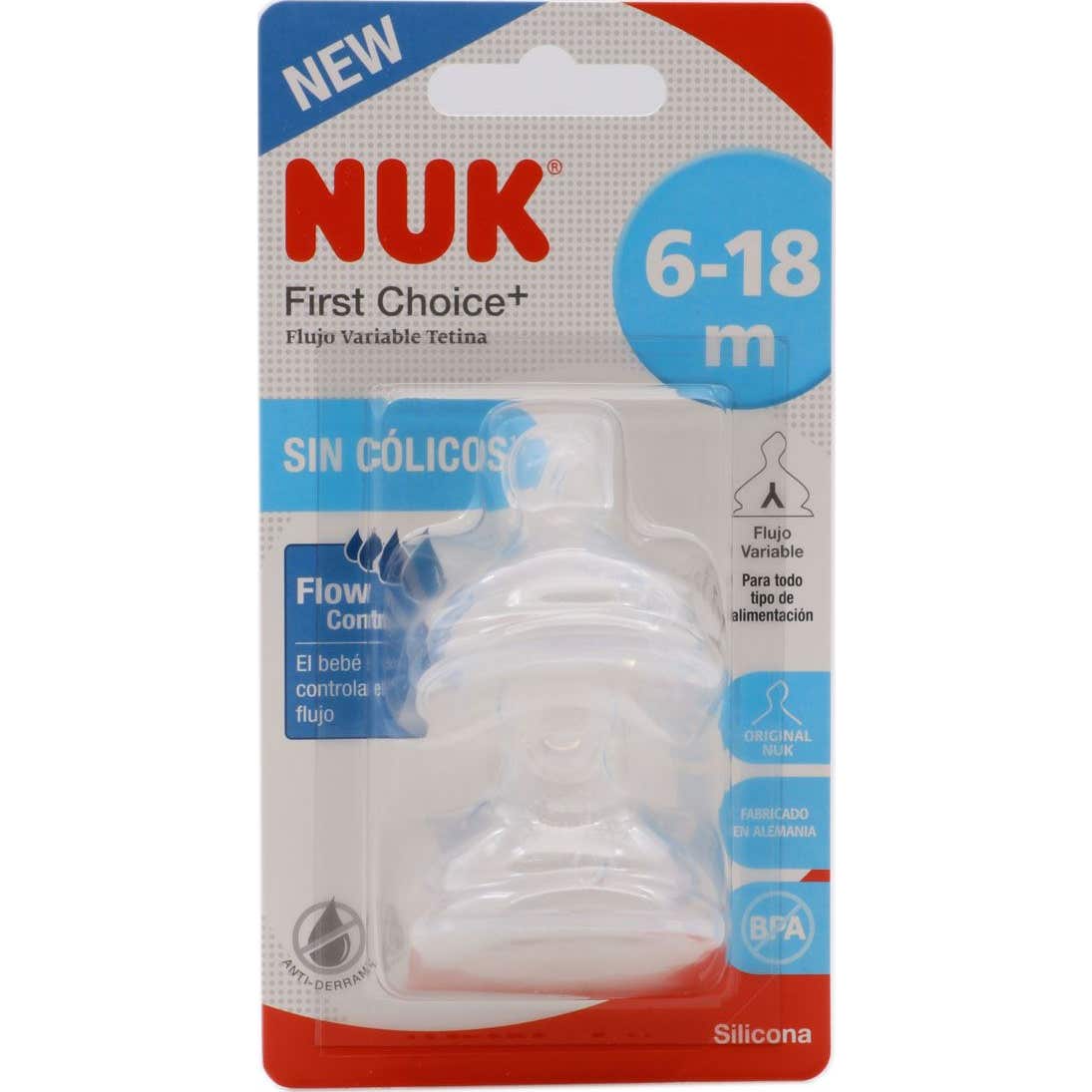 Nuk Tetina Fc+ Flow Control 6-18 Meses Silicona 2uds