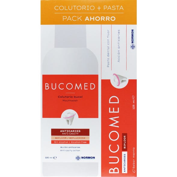 Normon Bucomed Anticaries Pack Colutorio 500 ml + Pasta 125 ml