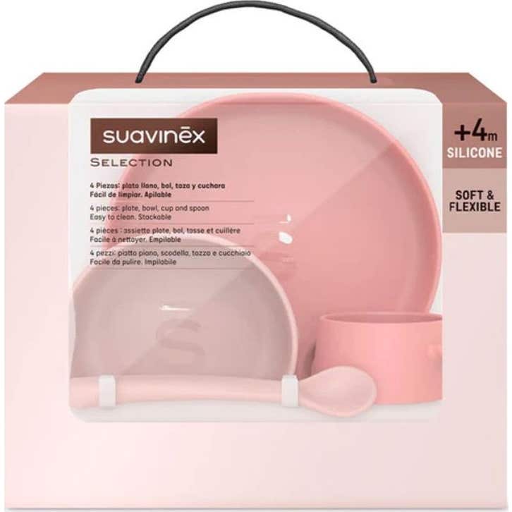 Suavinex Vajilla Silicona Soft & Flexible Rosa 4 uds