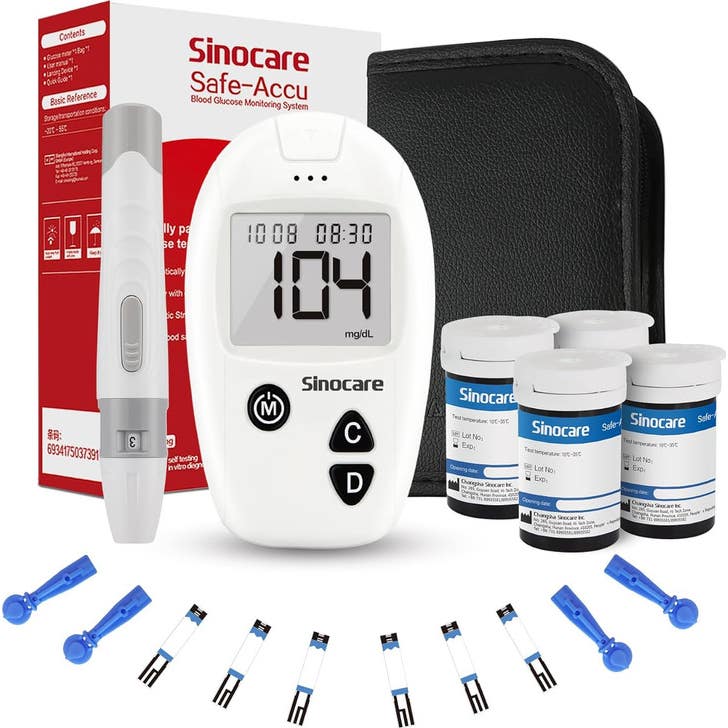 Sinocare Accu 100 Kit Glucómetro + 100 Tiras Mg/Dl