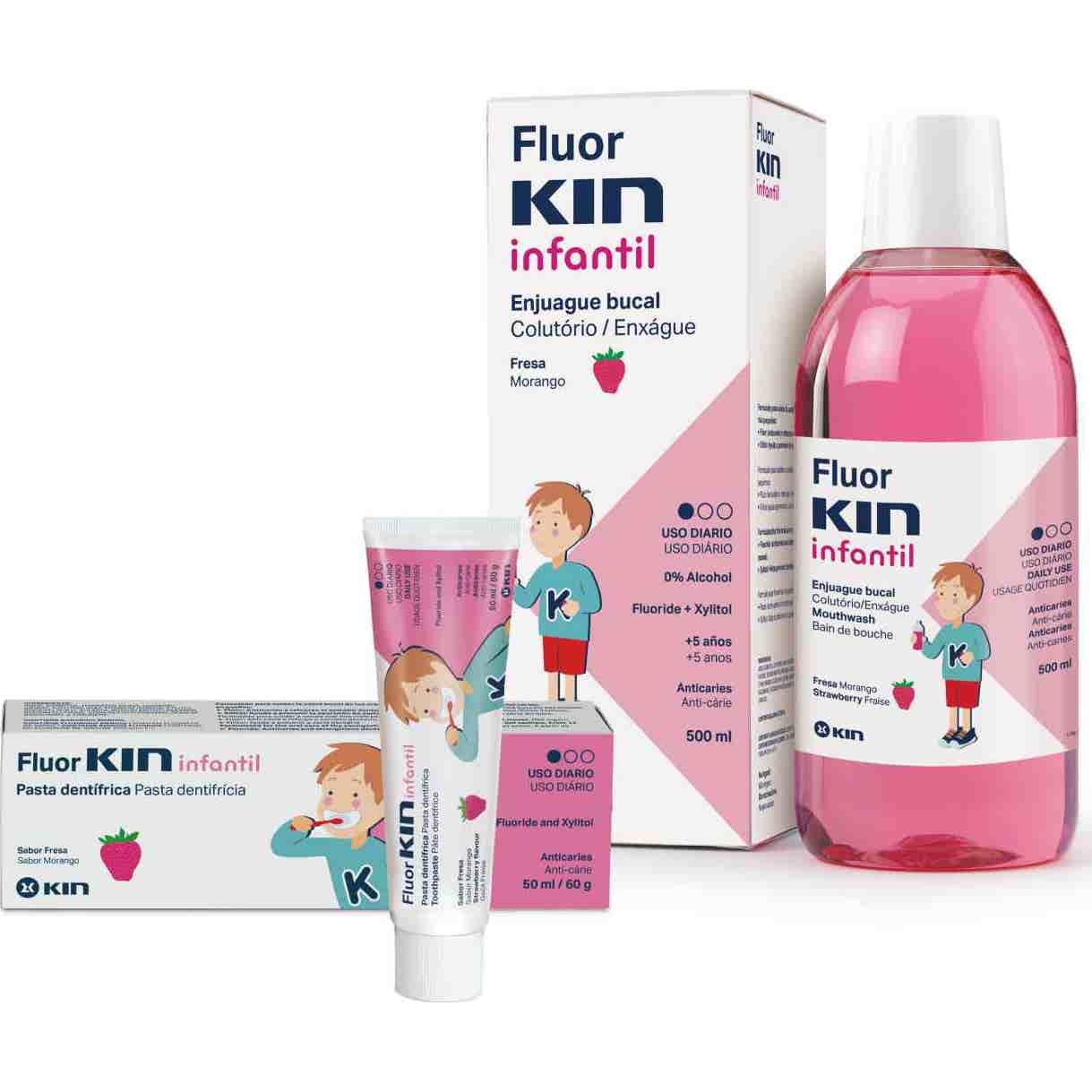 Kin Fluorkin Infantil Enjuague + Dentifrico Set