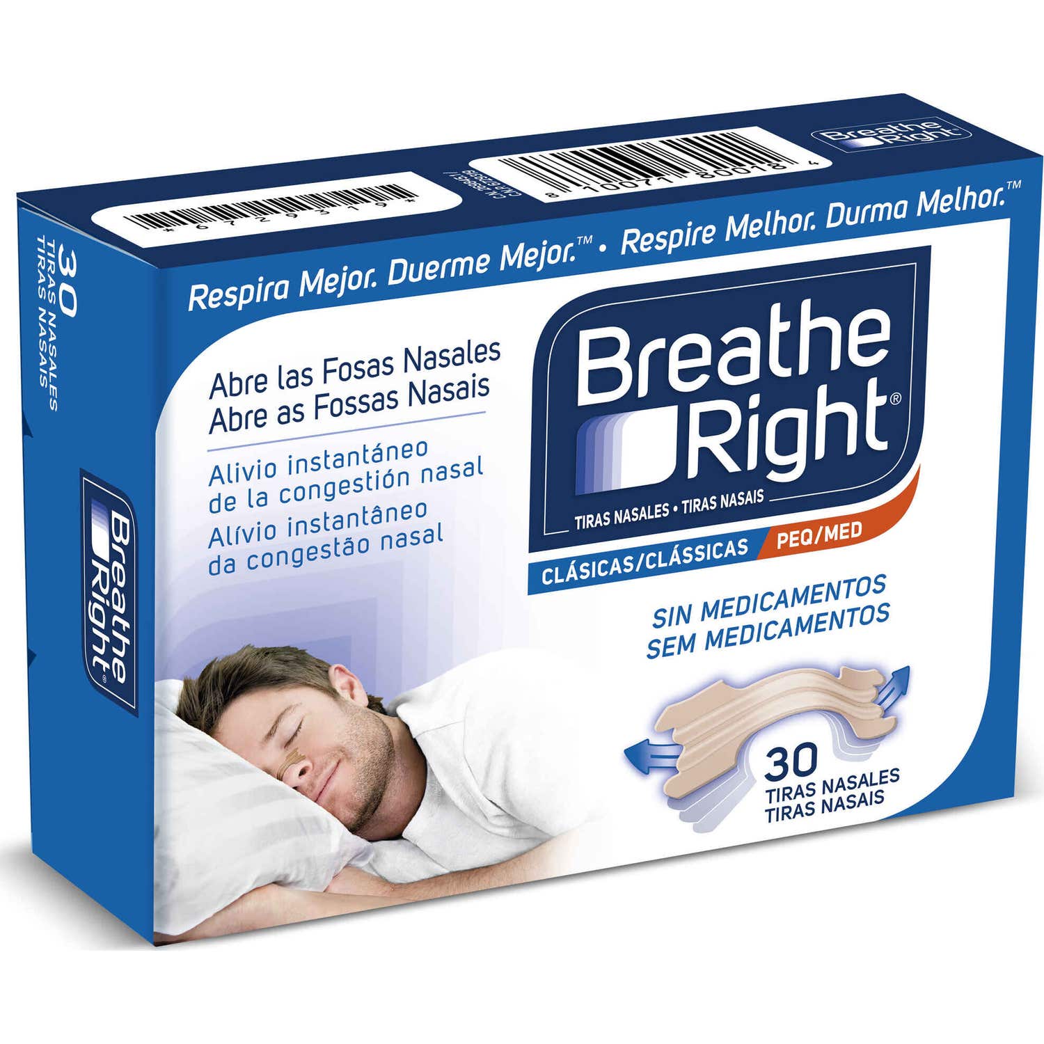 Breathe Right Tiras Nasales Clásicas Peq/Med 30uds
