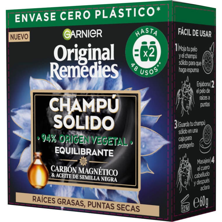 Garnier Original Remedies Carbón Magnético Champú Sólido 60g