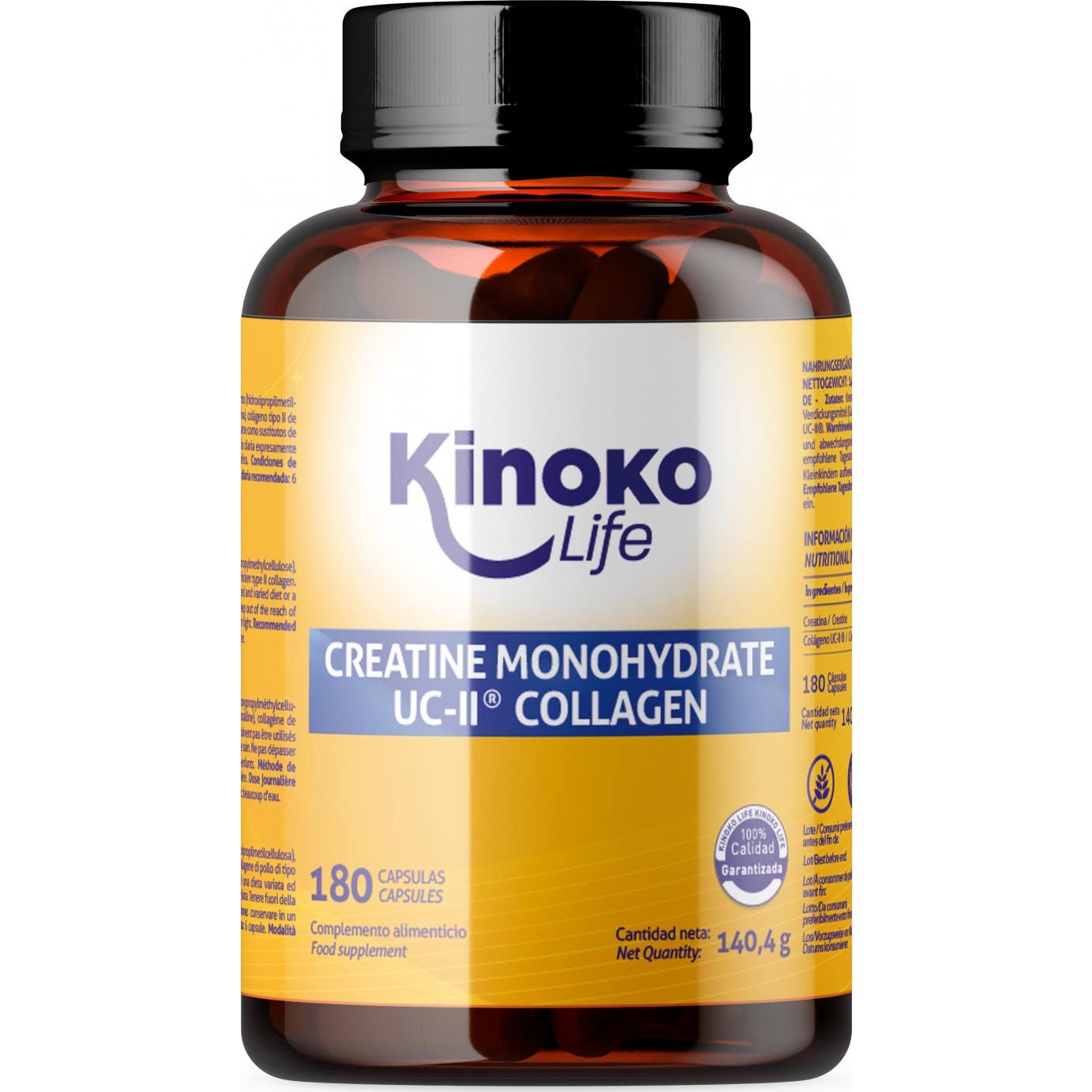 Kinoko Life Creatina Monohidratada 3000mg UC-II Colágeno 180caps