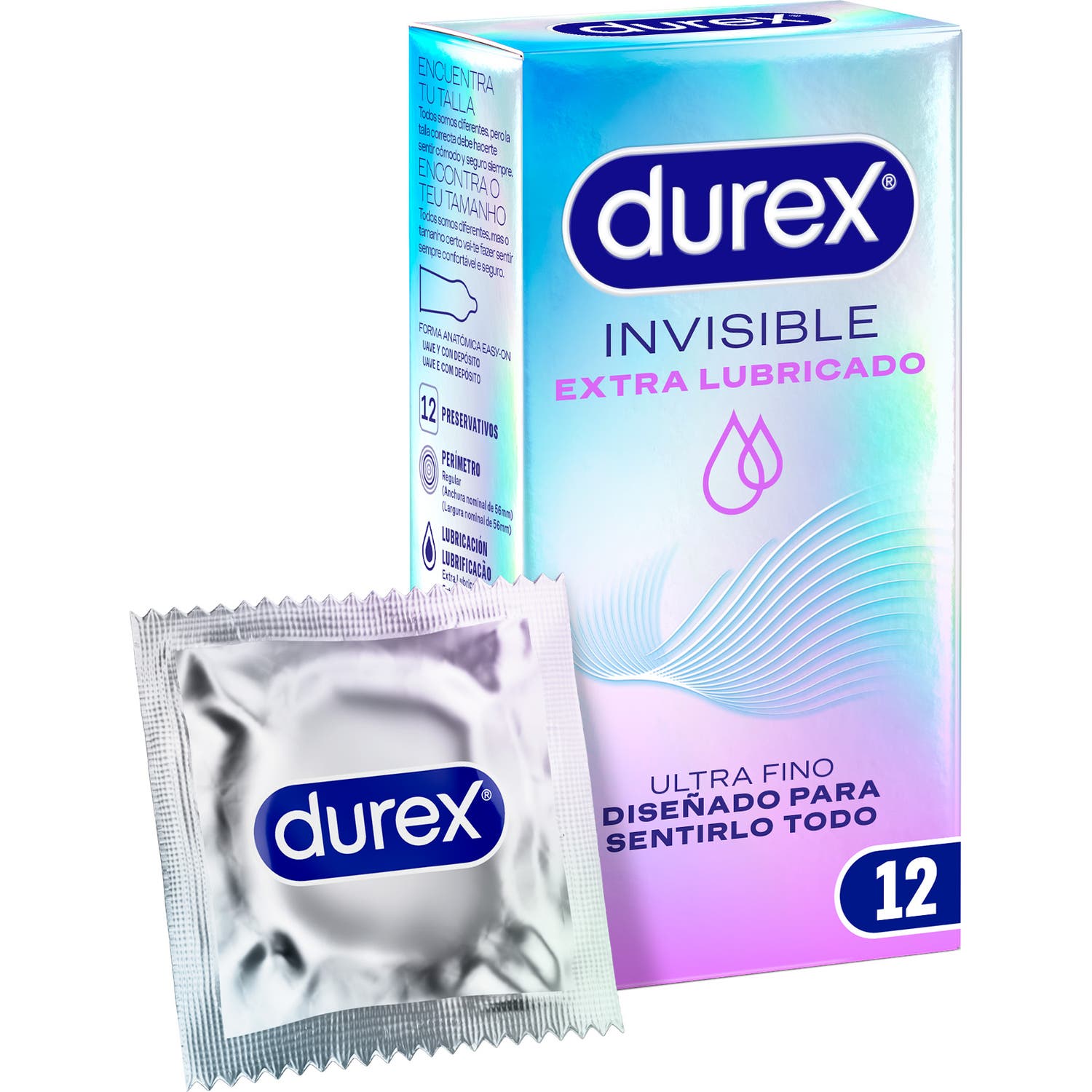 Durex Invisible Extra Lubricado Preservativos 12uds