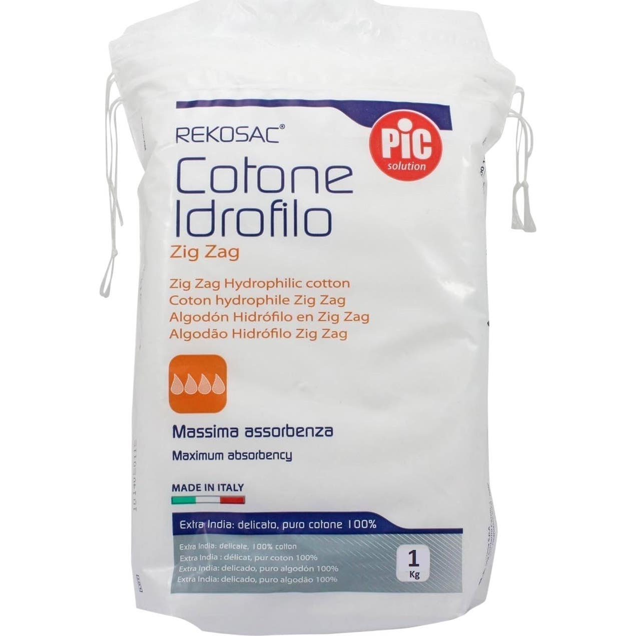 Pic Solution Rekosac Algodón Hidrófilo Zig Zag 1kg