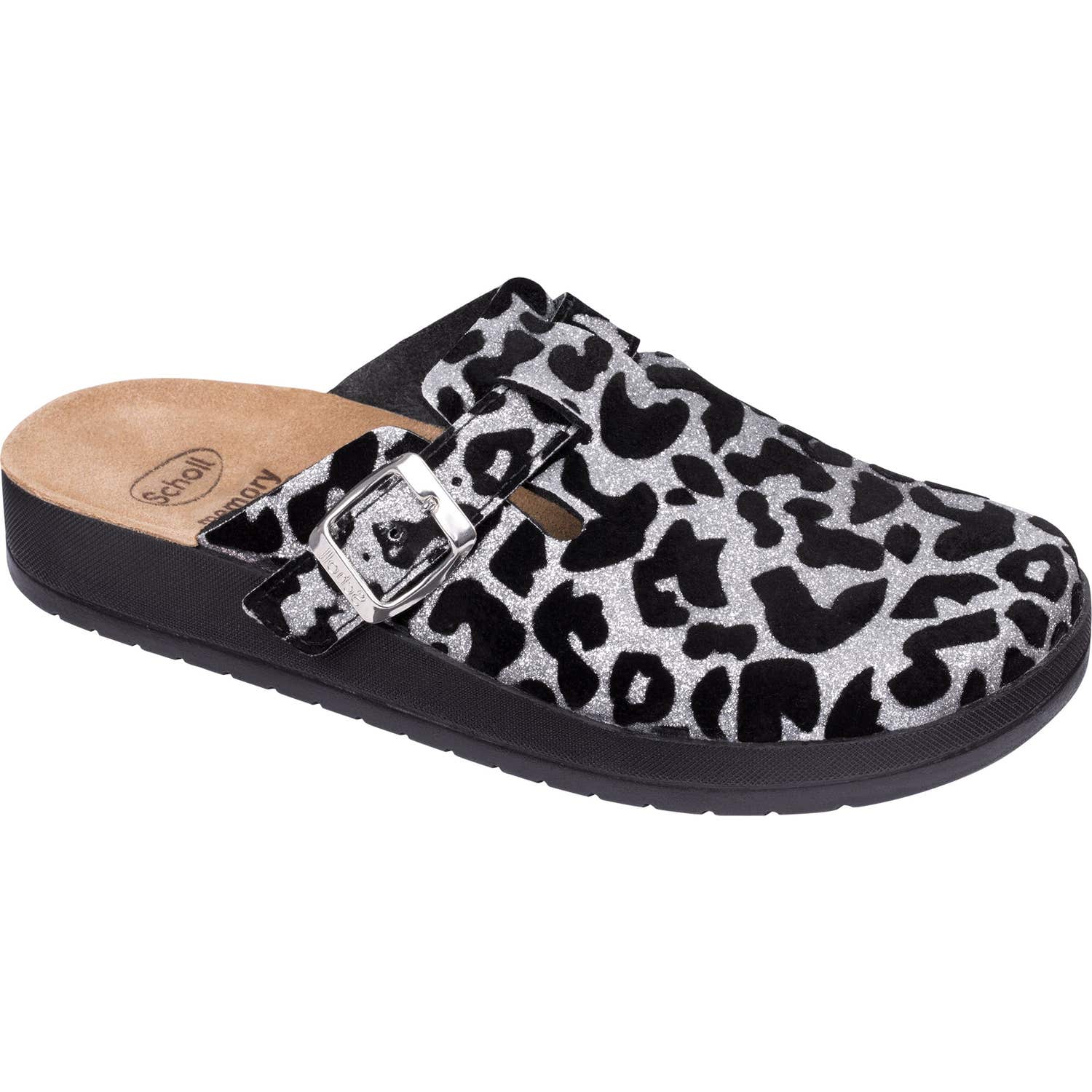 Scholl Janice Mule Memory Cushion Plata Negro Talla 37 1 Par