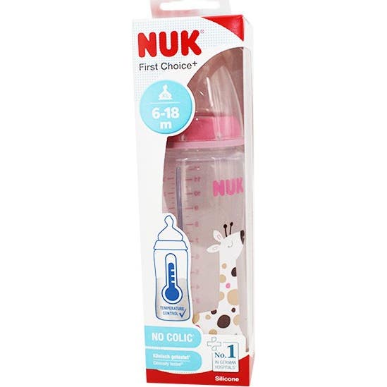 Nuk 6-18M Biberon First Choice+ Temperature Control Silicone Rosa 360ml