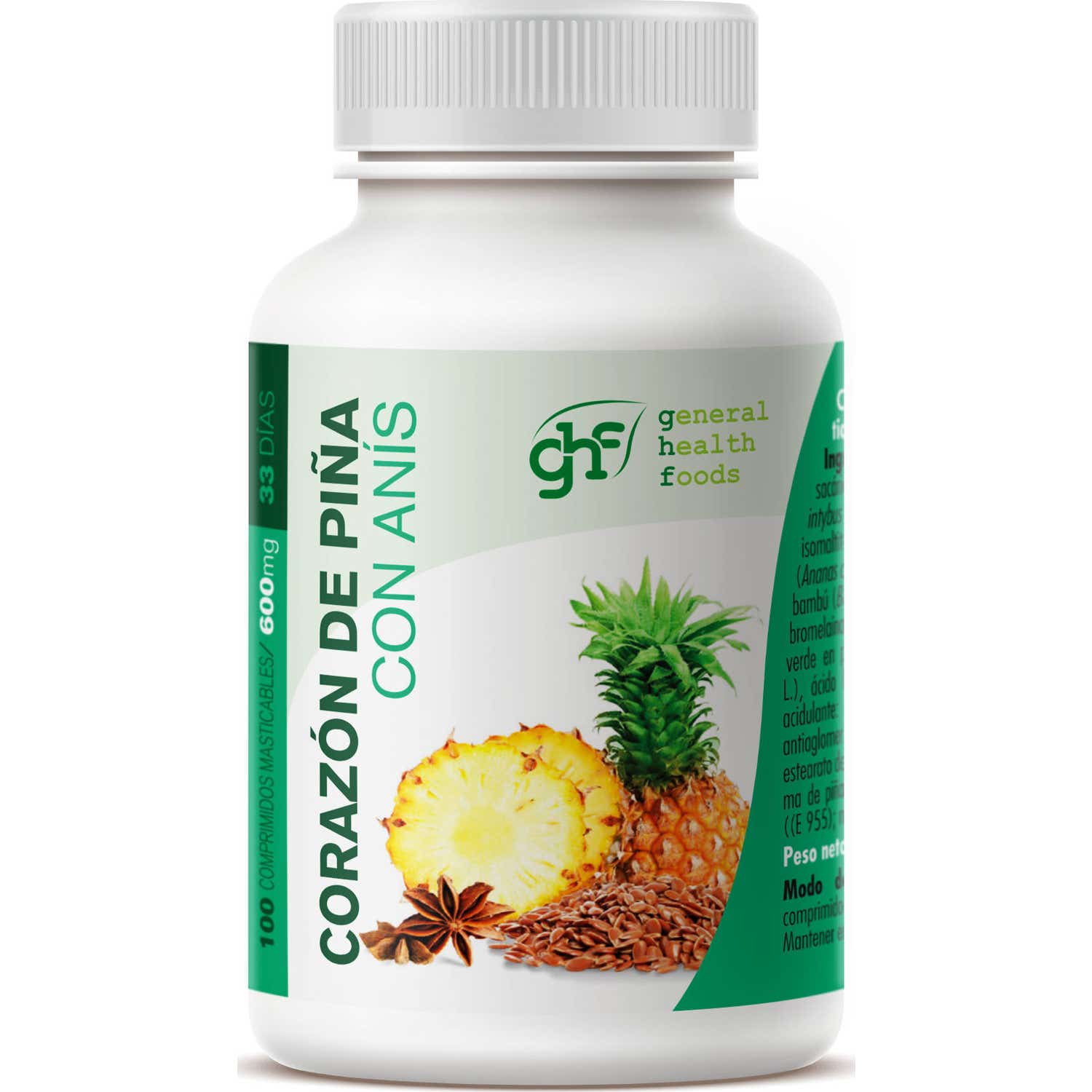 GHF Corazón de Piña 600mg 100 comprimidos masticables