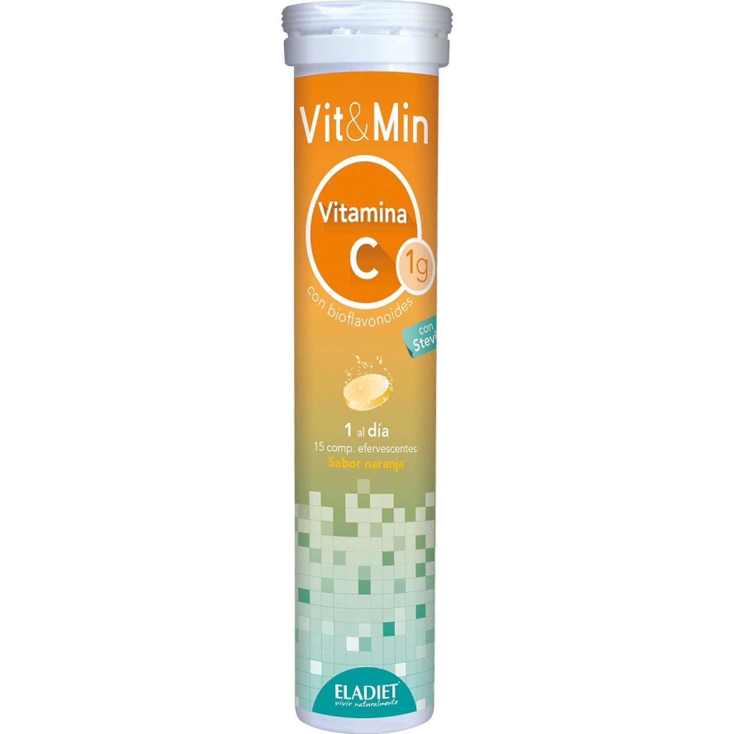 Eladiet Naranja Vit&Min Vitamina C 15 Comprimidos Efervescentes - Imagen 3