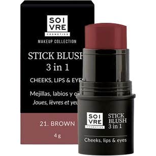 Soivre Cosmetics Stick Blush 3 In 1 Mejillas Labios y Ojos Brown 4 g