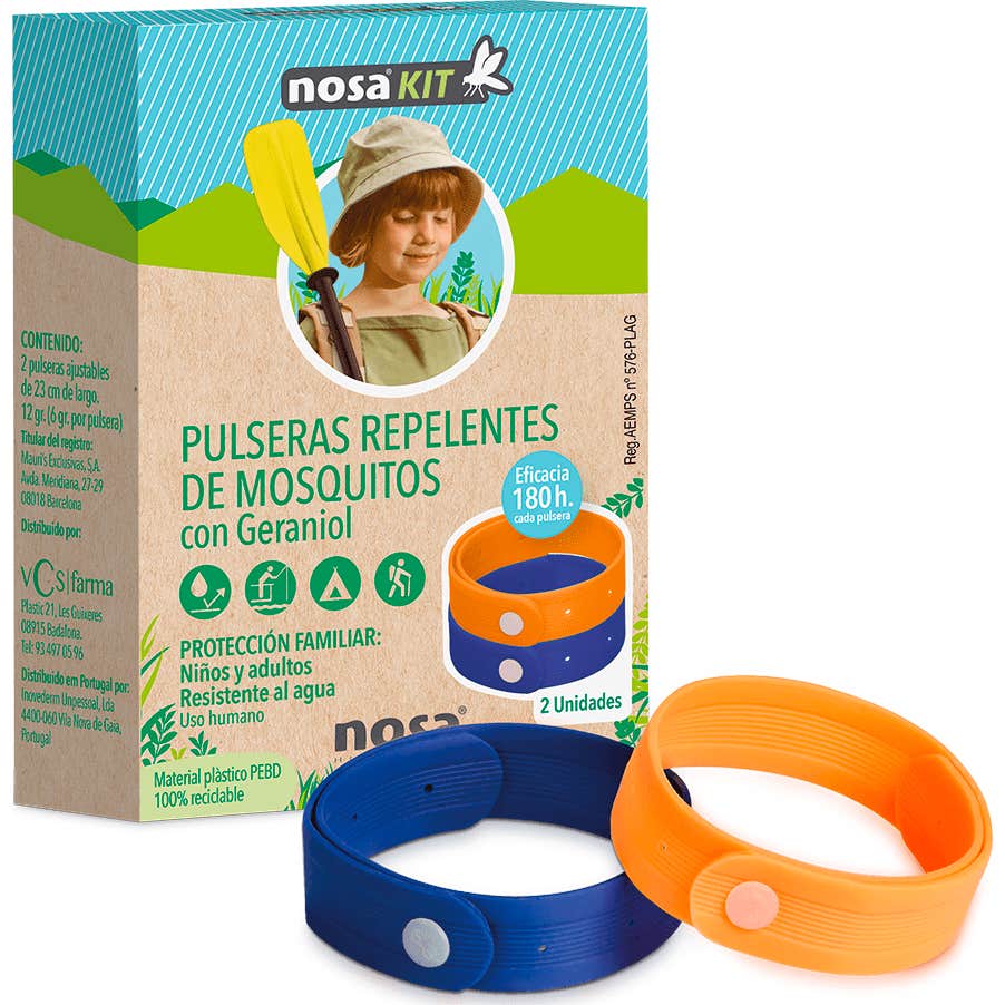 Nosa Pulseras repelentes de mosquitos Azul y Naranja