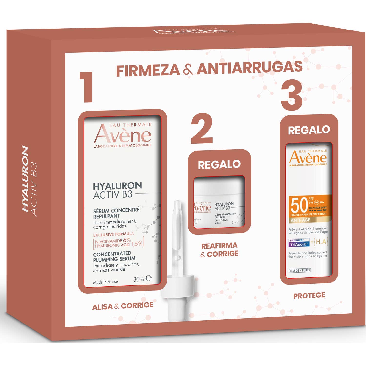 Avène Pack Hyaluron Activ B3 Sérum 30ml + Crema 7ml+ Solar Fluido Antiedad SPF50 5ml