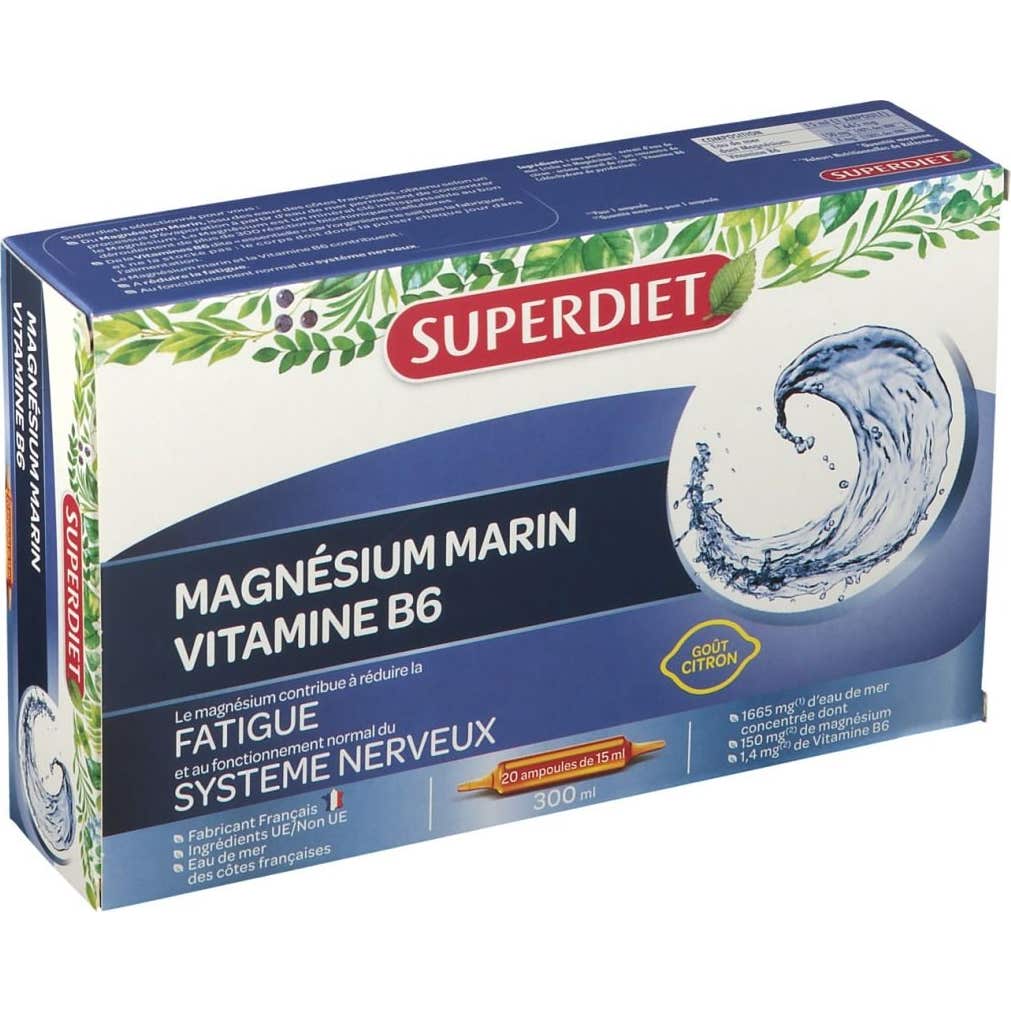 Super DietMagnsium Marin Vitamina B6 20 ampollas