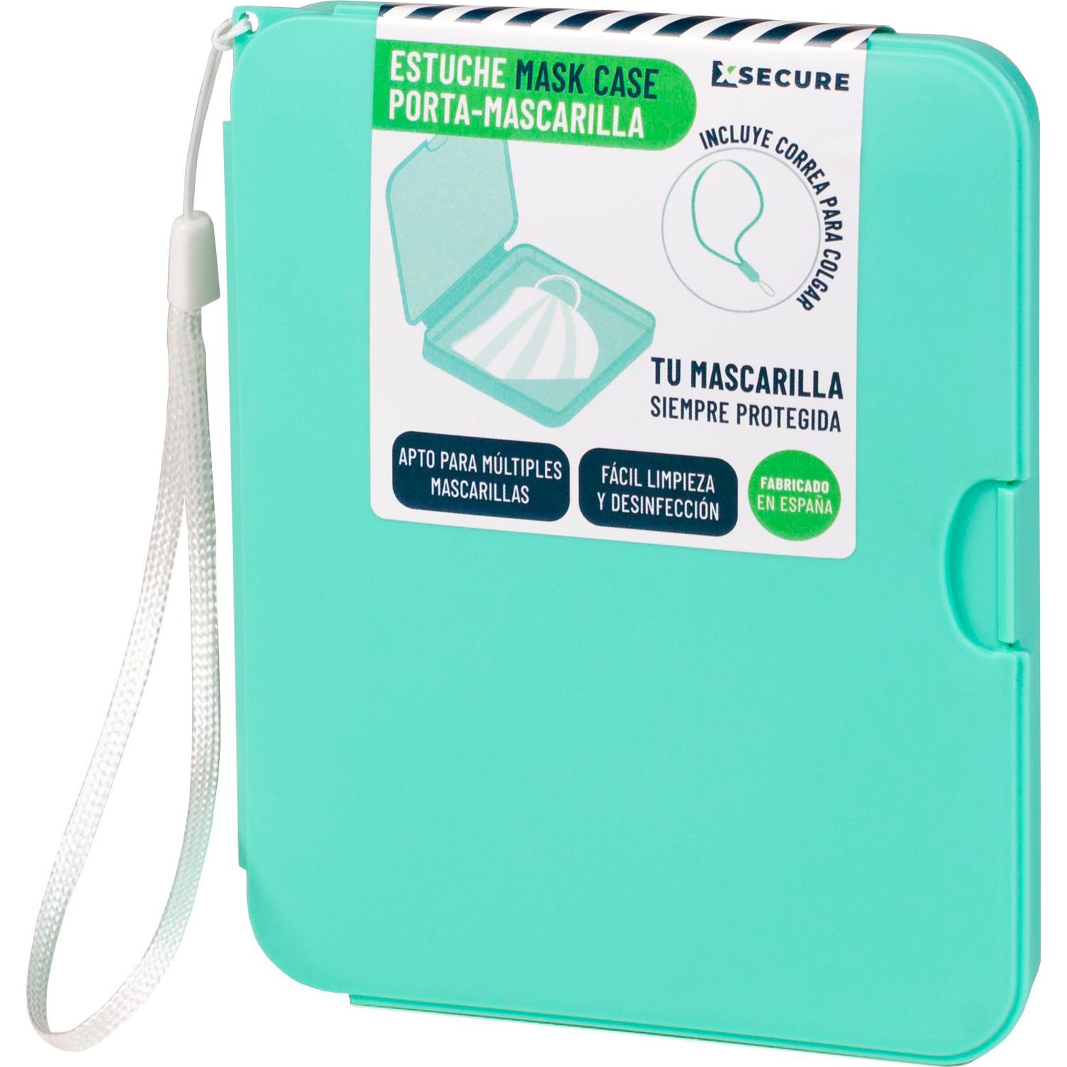 Xsecure estuche porta Mascarillas con Colgador Verde Menta 1ud