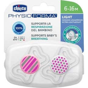 Chicco Chupete Silicona Physio Light Ortodontico Rosa 6-16 M 2 U