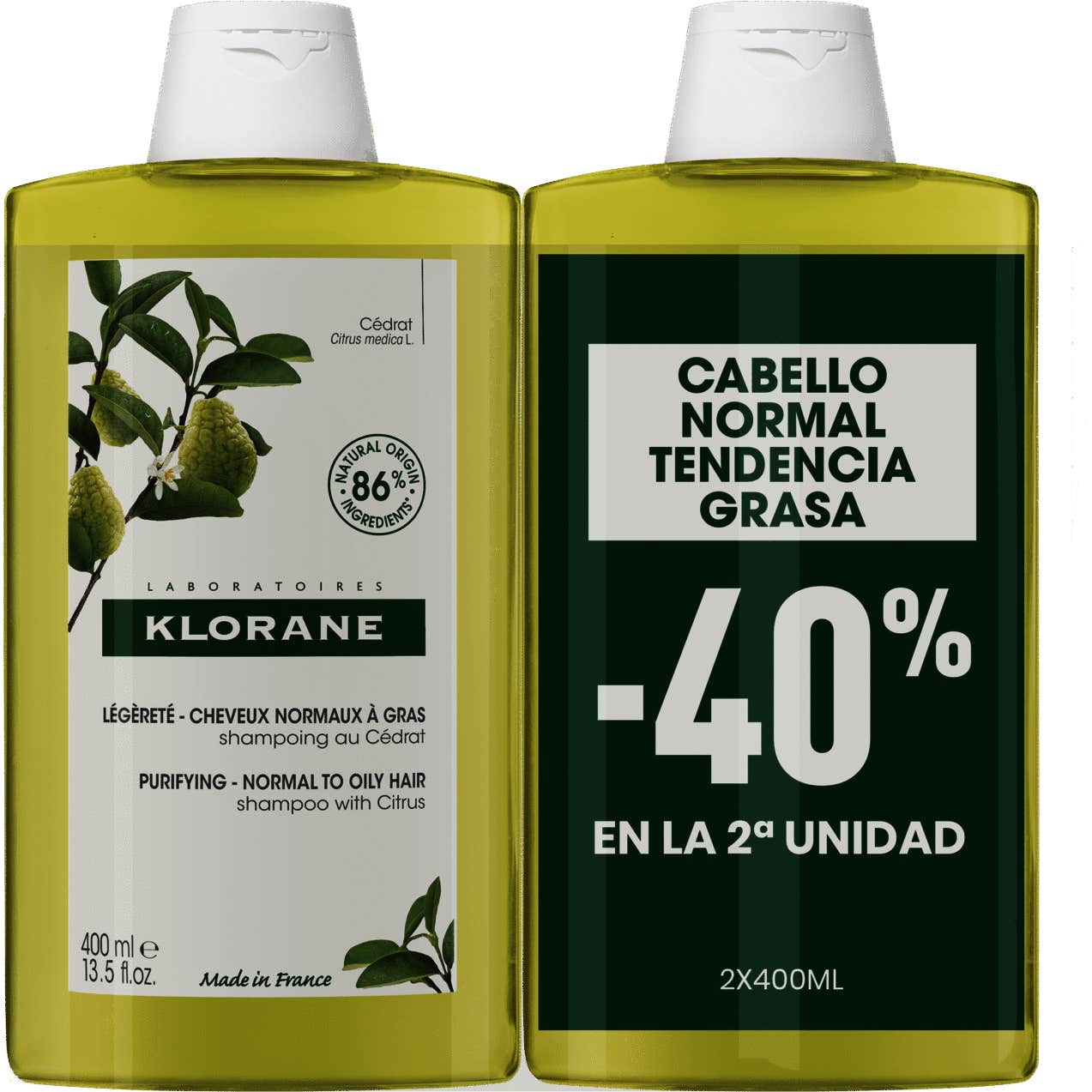 Klorane Champú a la Cidra 2x400ml