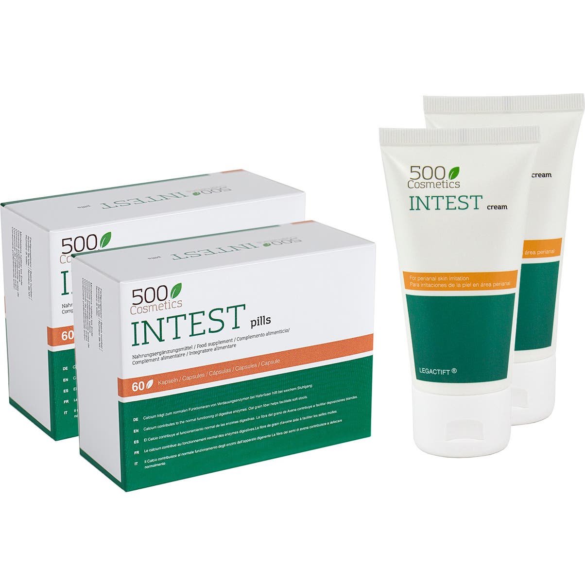 500Cosmetics Intest Hemorroides 2x60Caps + Crema 2x100ml